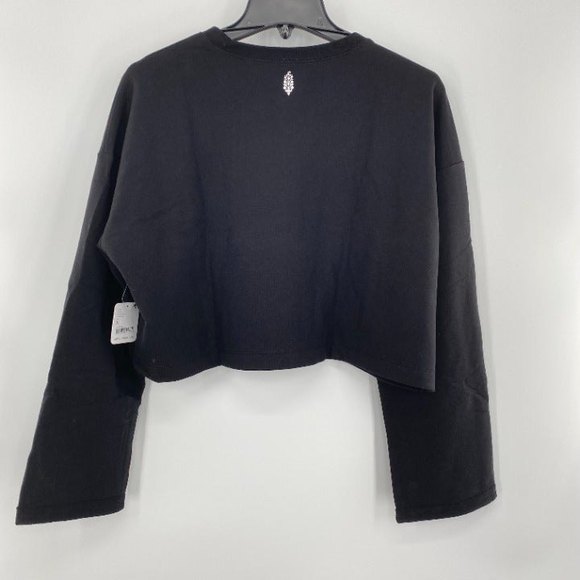 Free People NWT Sunny Set 2 Piece Sweatshirt Shorts Athleisure Set Black SM New - Picture 5 of 11